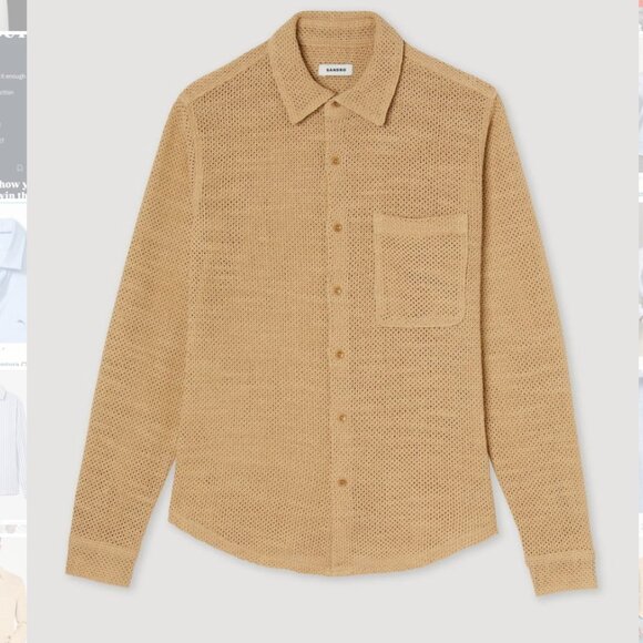 Sandro Paris Other - Sandro Tan Mesh Long Sleeve Shirt in Large